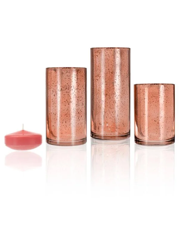 Set of 18 - Yummi Candles, Floating Candles Rose Metallic, Coral