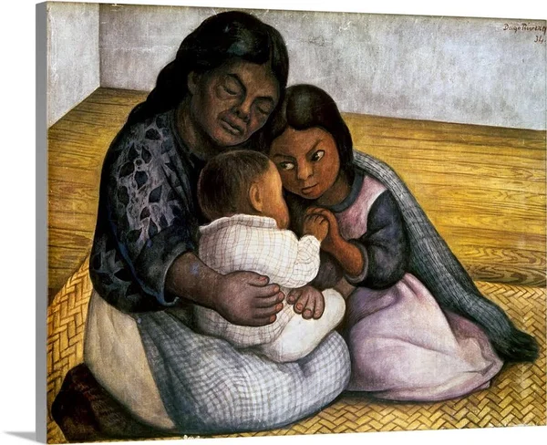 Rivera: Mother and Children - Canvas Wall Art, 30x24, Great Big Canvas