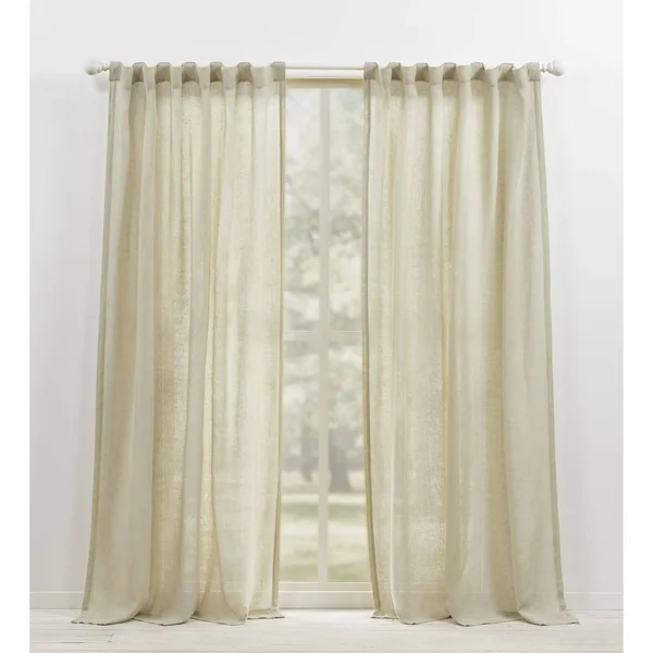 Lauren Ralph Lauren Engel Solid 100% Linen Sheer Rod Pocket Curtain Panel Linen