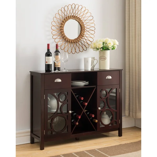 Copper Grove Sonfjallet Dark Cherry Wood Storage Wine Cabinet, Brown