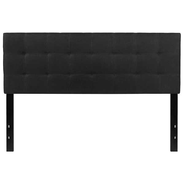 Queen Size Modern Black Fabric Upholstered Panel Headboard