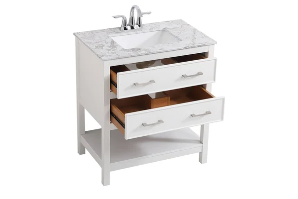 30 inch Single Bathroom Vanity in White - Elegant Lighting VF90130WH