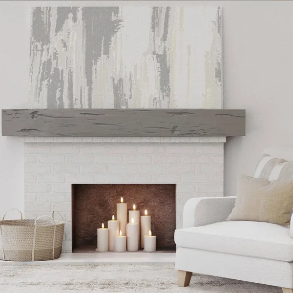 Ekena Millwork MANUPC06X08X84BD 6x22H x 8x22D x 84x22W Pecky Cypress Faux Wood Fireplace Mantel - Burnished Honey Dew