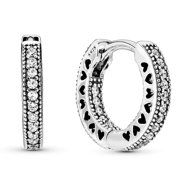 Pandora Hearts of Pandora Silver Hoop Earrings with CZ 296317CZ