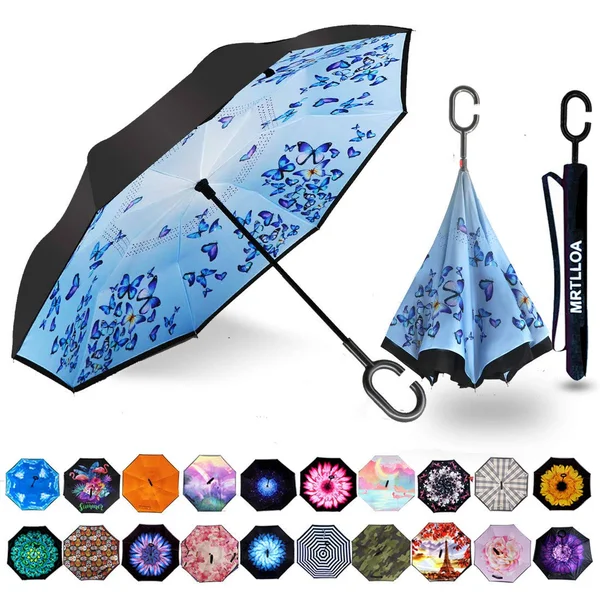 MRTLLOA Inverted Umbrella, Umbrella Windproof, Reverse Umbrella, Umbrellas for Women with UV Protection, Upside Down Umbrella with