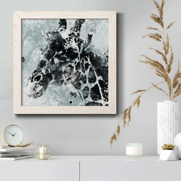Giraffe-Premium Framed Canvas - Ready to Hang - 34.5x34.5 - Black