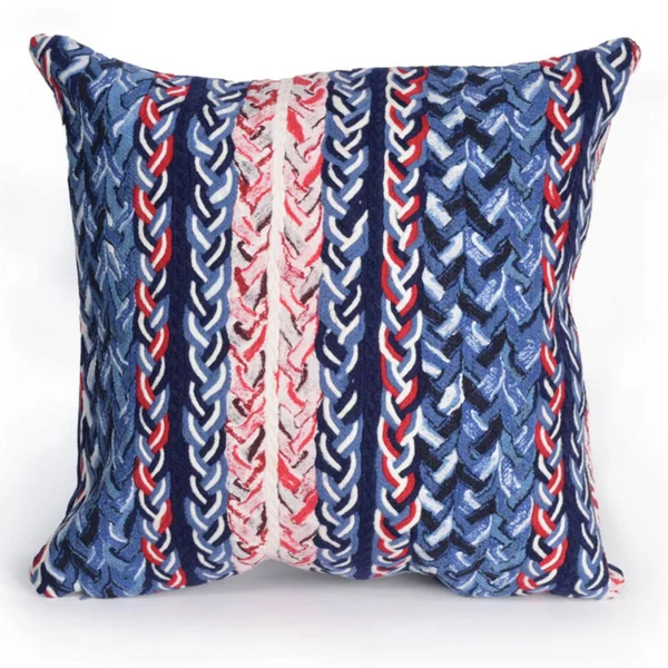 Liora Manne Visions III Braided Stripe Indoor, Outdoor Pillow - 20x22 Square - Navy