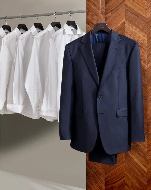 Twill Business Suit Wool Jacket - Navy