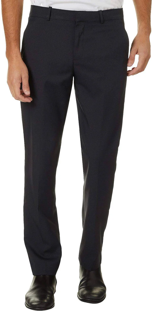 Perry Ellis Portfolio Modern Fit Small Check Performance Pants (Black) Men's Dress Pants