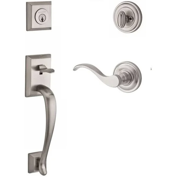 Kwikset SC.NAPXCUR.R.TRR.150 Baldwin Baldwin Reserve Single Cylinder Handleset Napa with Curve Lever Round Rose in Satin Nickel