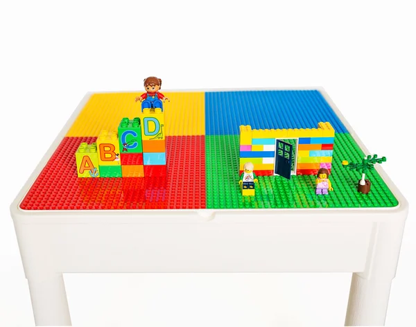 Playbuild Kids 4 in 1 Play & Build Table Set for Indoor Activity, Outdoor Water Play, Toy Storage & Building Block Fun I, 21 x 20.5 x 4.5 inches
