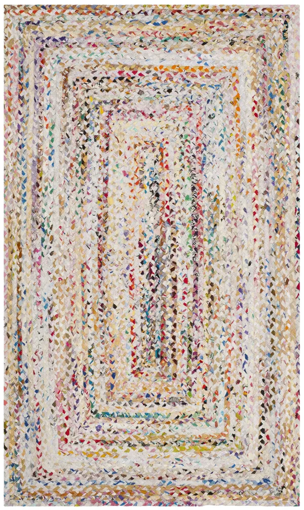Safavieh 6& x 6& Round Braided BRD210B Ivory Multi Rug