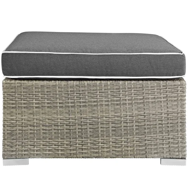 Modway Light Gray White Repose Outdoor Patio Upholstered Fabric Ottoman