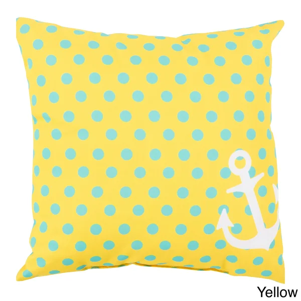 Overstock Polka Sea Anchor Indoor/Outdoor Decorative Throw Pillow, Color: Yellow/Size: 20 x 20