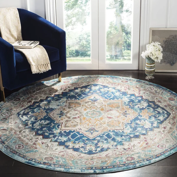 Safavieh Aria ARA119B 5&1x22 x 7&6x22 Blue, Beige Area Rug
