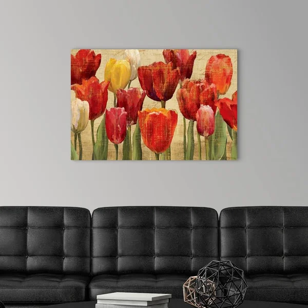 Tulip Fantasy on Cream - Canvas Wall Art, 36x24, Great Big Canvas