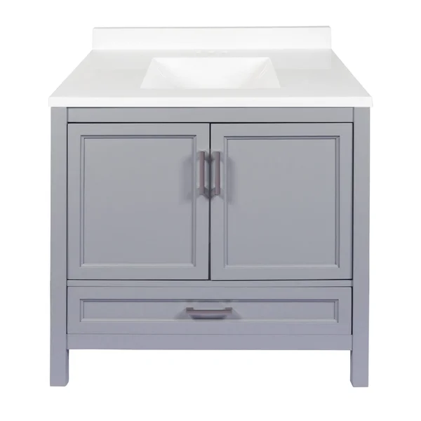 Solerno Bath Vanity with Cultured Marble or Quartz Stone Top (Color: White - Vanity Top: Quartz Galaxy Black, Size: 31x22)