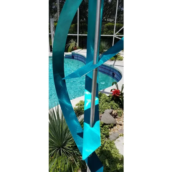 Statements2000 82 inch Extra Large Abstract Metal Garden Sculpture Indoor/Outdoor Art by Jon Allen, Aqua Centinal, Aqua Blue