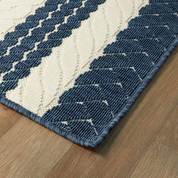 Caldwell Nautical Stripe Indoor/Outdoor Area Rug - 2&7x22 x 7& Runner - Navy