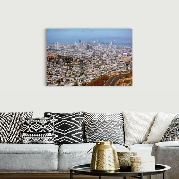 San Francisco City Skyline from Twin Peaks - California, Canvas Wall Art, 48x32, Great Big Canvas