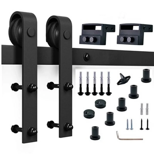 Akicon Paneled Wood Dark Brown Barn Door with Hardware Kit -Single Door - 42x22 - x Style