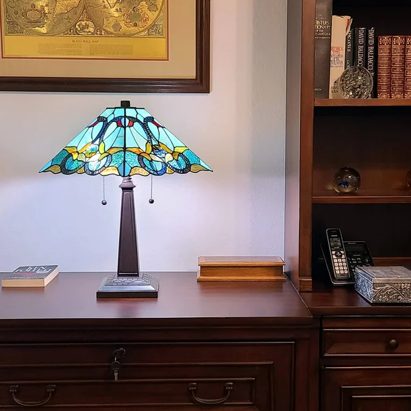 Amora Lighting 20 in. Tiffany Style Mission Table Lamp