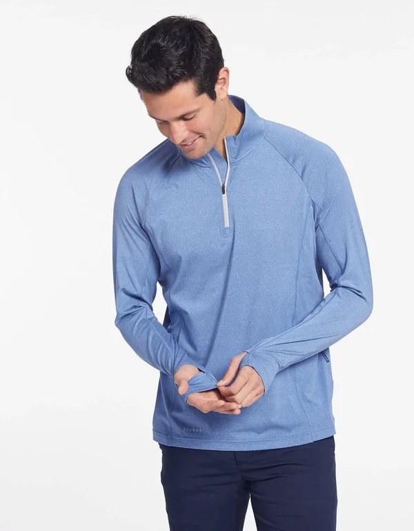 UPF 50+ Sun Protective Long Sleeve Quarter Zip Top for Men, Solbari Dark Grey