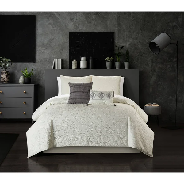 Chic Home Mya 5-Piece Embossed Comforter Set - King, Brick Red