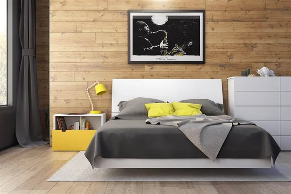 Nextera Queen Platform Bed with Storage Headboard, White