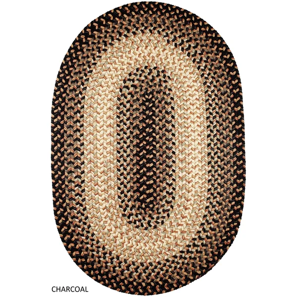 Rhody Rug Ellsworth Indoor/Outdoor Braided Rug - Charcoal 7& x 9& Oval
