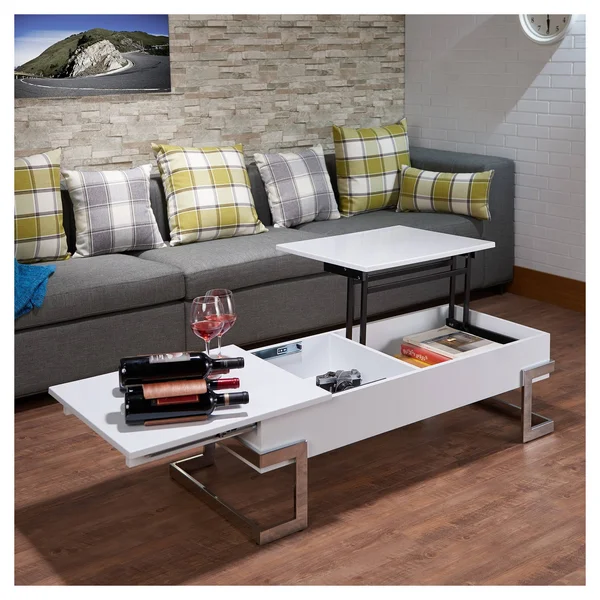 Acme Furniture Coffee Table White Chrome
