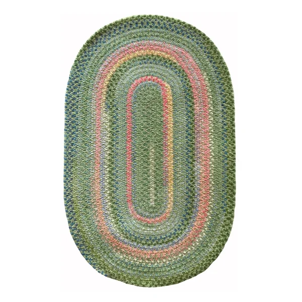 Bailey Concentric Rectangle Braided Area Rug - Grassy Hill - Size: 2& 3\ x 4&