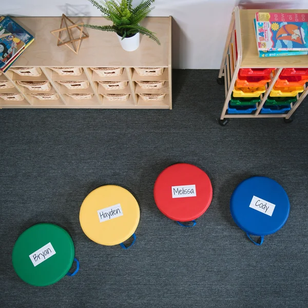 SoftScape Kids& Round Floor Cushions, 4-Piece - Navy/Powder Blue