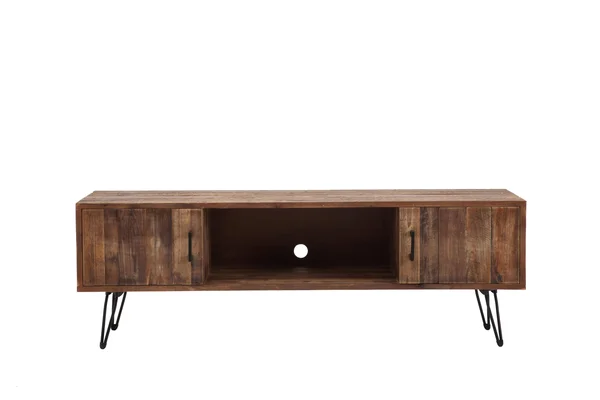 60 inch Foldable Wooden TV Stand with Hairpin Leg Brown and Black