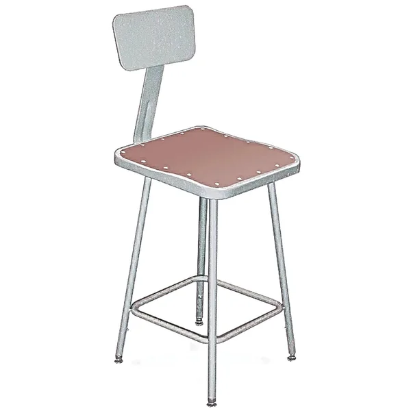 National Public Seating NPS 30-Inch Square Stool with Backrest