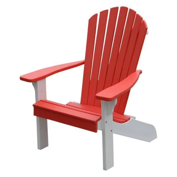 Poly Fanback Adirondack Chair with White Frame, Size: 5.5, Red