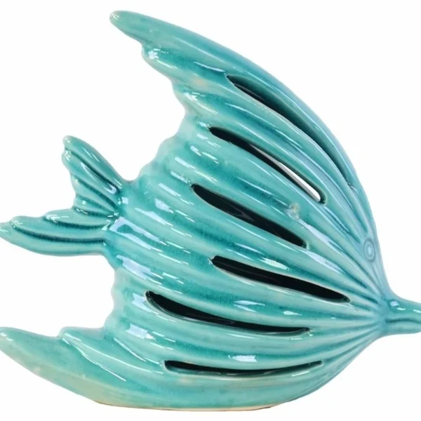 Urban Trends Ceramic Fish Figurine with Holes Gloss Turquoise 32601