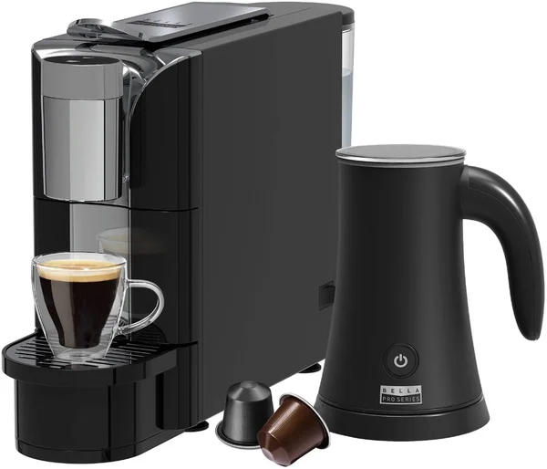 Bella Pro Series - Capsule Coffee Maker and Milk Frother - Black