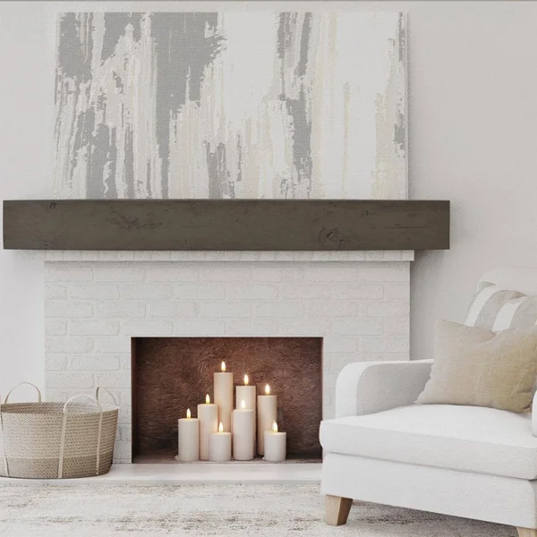 Ekena Millwork MANUKP08X10X72ZW 8x22H x 10x22D x 72x22W Knotty Pine Faux Wood Fireplace Mantel, Premium Walnut