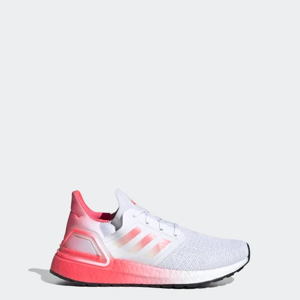 Adidas Ultraboost 20 White/Signal Pink Grade School Kids& Running Shoes, Size: 4.5