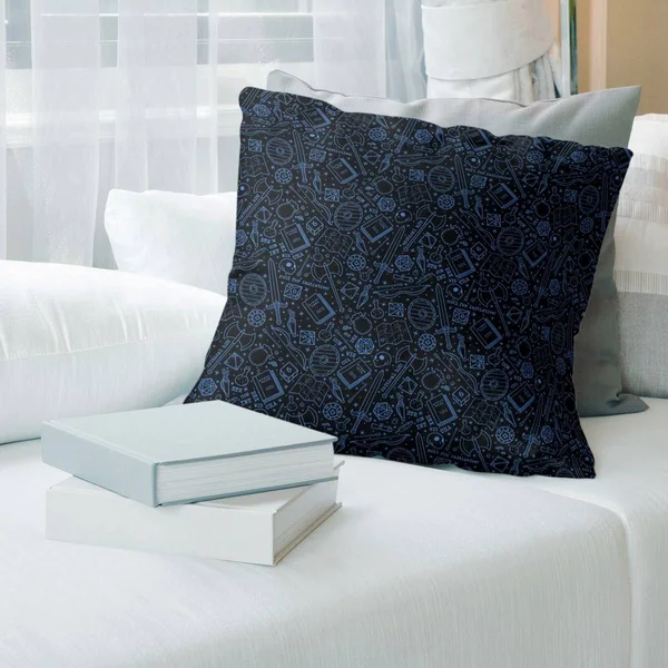 Cool Color Lines RPG Pattern Throw Pillow - 20 x 20 - Blue - Faux Suede