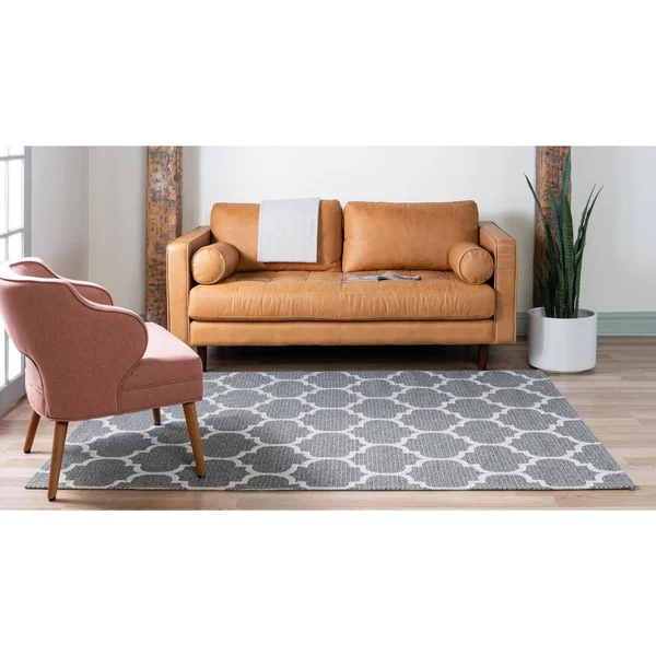Unique Loom Decatur Trellis Dark Gray/Ivory 6 ft. 4 in. x 9 ft. Area Rug