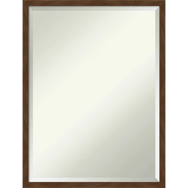 Amanti Art Carlisle 19 in. x 25 in. Rustic Rectangle Framed Brown Narrow Bathroom Vanity Wall Mirror - Matte Brown