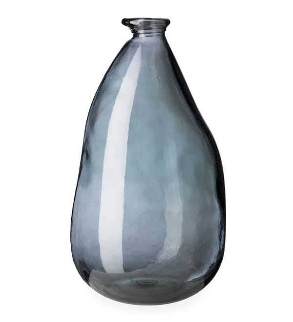 VivaTerra Oblong Recycled Glass Balloon Vase, 14x22 - Gray