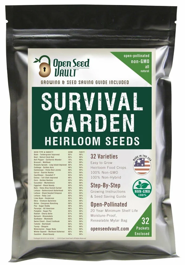 15, 000 Non GMO Heirloom Vegetable Seeds Survival Garden 32 Variety Pack by Open Seed