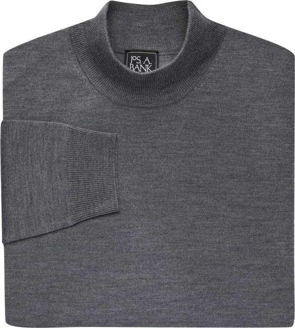 Jos. A. Bank Men's Traveler Collection Merino Wool Mock Neck Sweater - Big & Tall, Charcoal, Medium