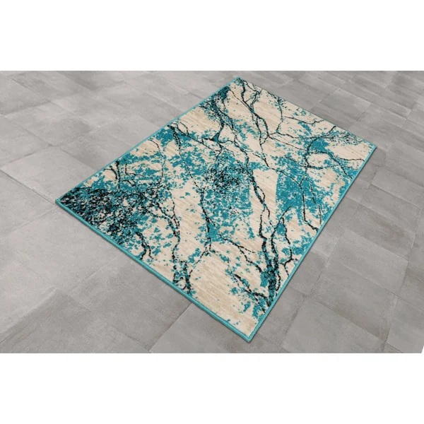 Loombloom Persian Polypropylene Lightning Modern & Contemporary Oriental Area Rug - 5& 1x22 x 7& 6x22 - Aqua