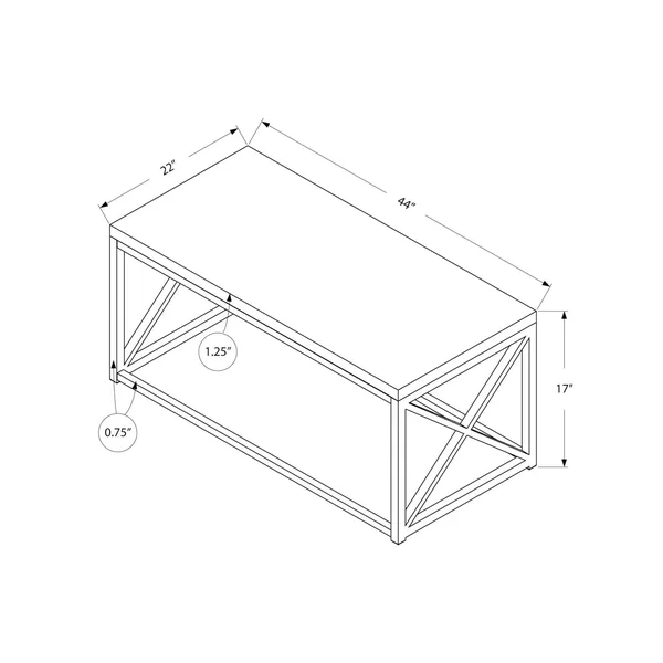 Offex Modern Rectangular Coffee Table with Chrome Metal - Grey - 44" x 22" x 17"