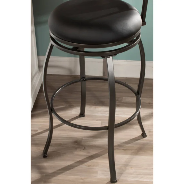 Copper Grove Essonnes Pewter/Black Metal/or Vinyl Swivel Counter-Height Stool - Single - Counter Height