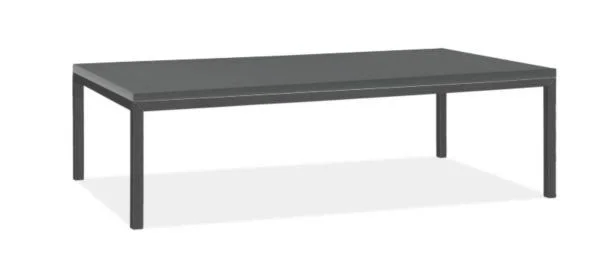 Room & Board - Modern Parsons Outdoor Coffee Table w/ 1x22 Leg 24d 48W 16h in Grey, Grey Recycled HDPE Top w/ Graphite Base